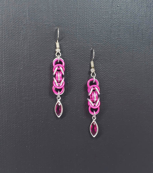 Z - Trip-Byzantine Hot Pink Earrings - TTC