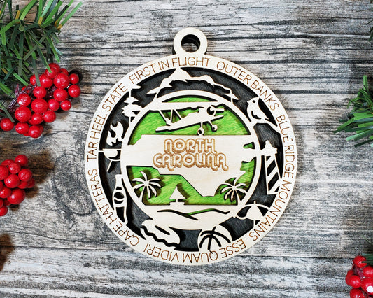 North Carolina Round Ornament - KJW