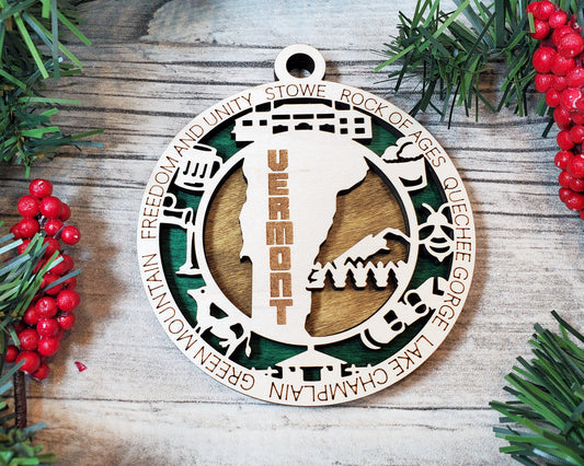 Vermont Round Ornament - KJW