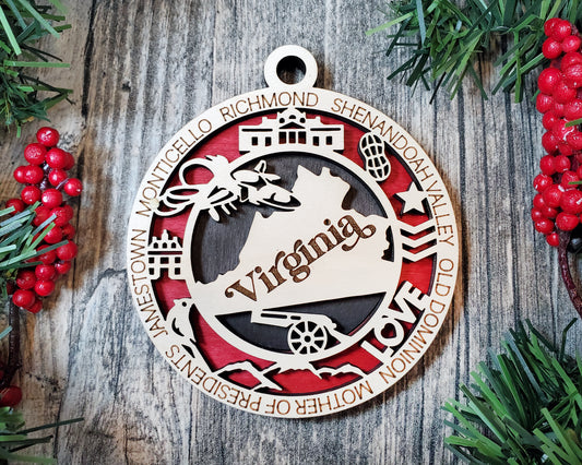 Virginia Round Ornament - KJW