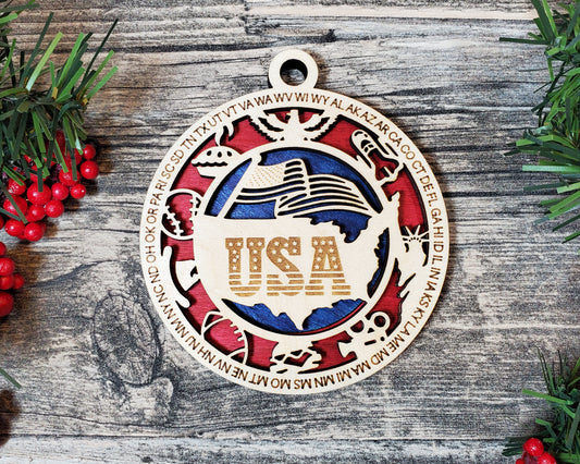 USA Round Ornament - KJW