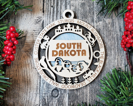 South Dakota Round Ornament - KJW