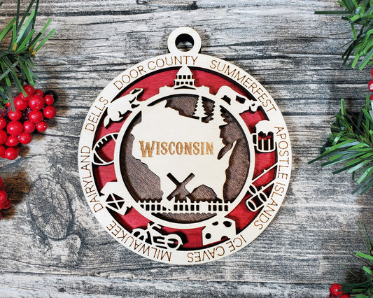 Wisconsin Round Ornament - KJW