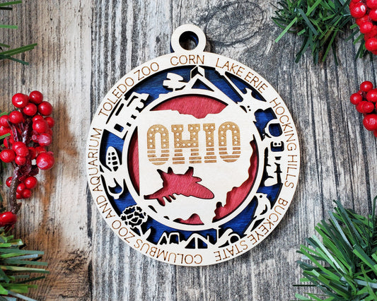 Ohio Round Ornament - KJW