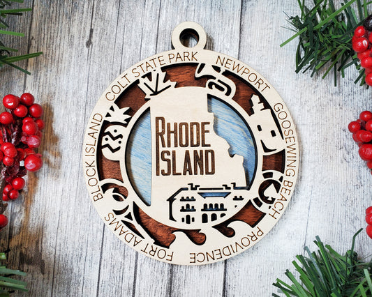 Rhode Island Round Ornament - KJW