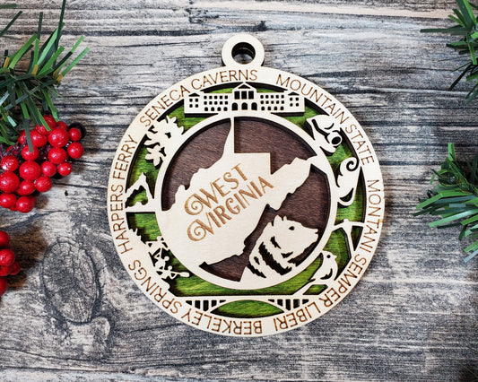 West Virginia Round Ornament - KJW