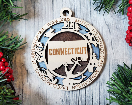 Connecticut Round Ornament - KJW