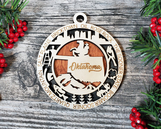 Oklahoma Round Ornament - KJW